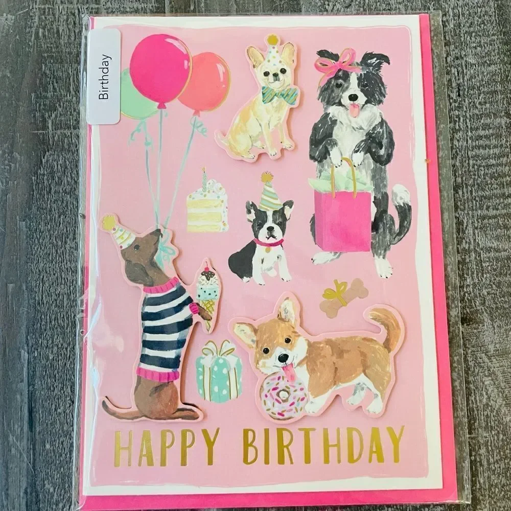 Happy Birthday Party Dogs Greeting Cards Lot of 3